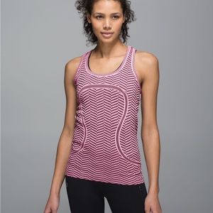 💜 Lululemon Run Swiftly Tech Racerback Tank Top Heathered Vintage Pink Logo